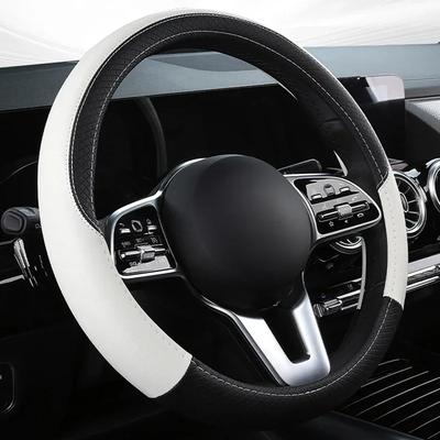 Кожаный чехол на руль автомобиля 38 см, автомобильные чехлы на руль в спортивном стиле, противоскользящие, устойчивые к царапинам, чехлы на руль