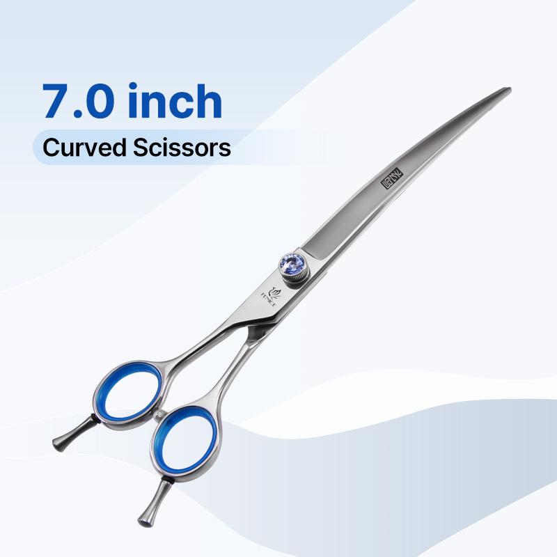 Fenice Professional 7.0/7.5/8 дюймов Сталь JP440C Ножницы для левой руки Синий бриллиант Двойной хвост Набор ножниц для ногтей для стрижки домашних собак