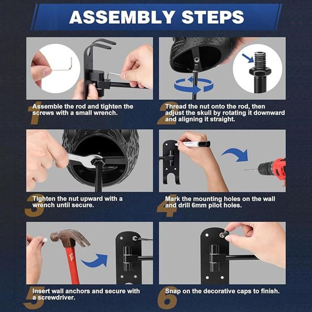 Helmet Wall Mount Skull Shape Hat Rack Decorative Wall Mount Helmet Display Holder for Garage Entryway Bedroom Women Men Party