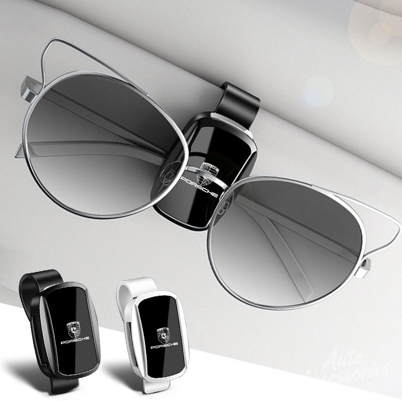 Car Interior Sun Visor Glasses Holder Sunglasses Case Eyeglasses Clip For Porsche Panamera Macan Boxster Cayman Cayenne 911 718