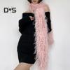 Women Long Scarf Solid Color Thickened Imitation Mink Fur Velvet Decor Scarf Warm Thin Scarf Fashion Accessory