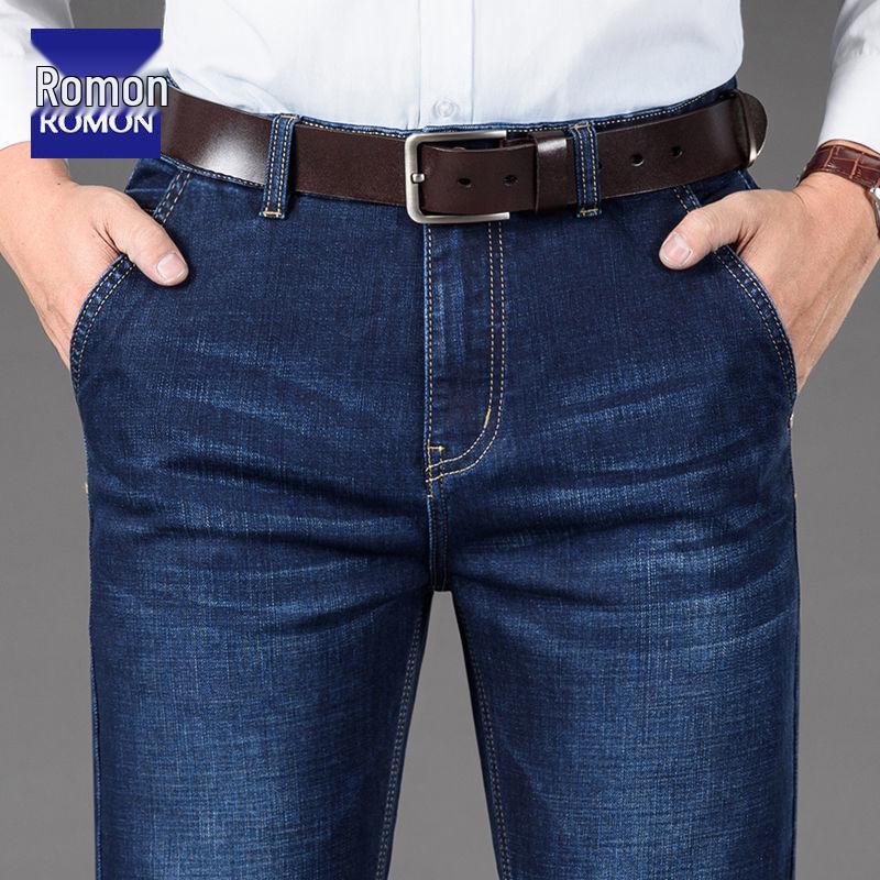 Мужские джинсы прямого кроя стрейч Romon - Осень/Зима 2025: Универсальные повседневные длинные брюки для среднего возраста