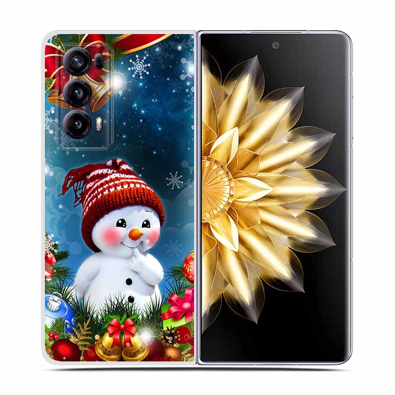 For Honor Magic V2 Case VER-AN1 Christmas Cute Clear Hard Plastic PC Back Cover For Huawei Honor Magic V2 5G Coques Cartoon Bags
