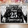 An elegant 25th anniversary celebration background banner, a refined gathering, a milestone celebration event