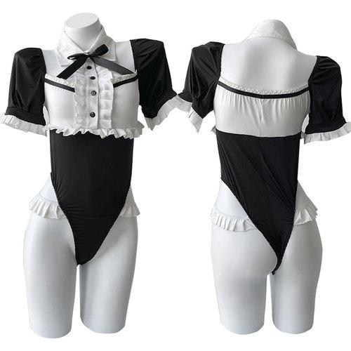 Милая чистая девушка японская горничная косплей костюмы Лолита мягкий плюшевый сексуальный белье кофе бар аниме официантка боди служанка униформа