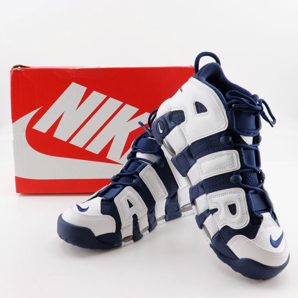 Nike Кроссовки Air More Uptempo Olympics 414962-104 AIR MORE UPTEMPO OLYMPIC Белая / темно-синяя кожа мужские Б/у