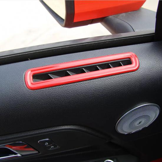 For 2015-2025 Ford Mustang ABS Red Interior Side Door Air Vent Outlet Trim Cover