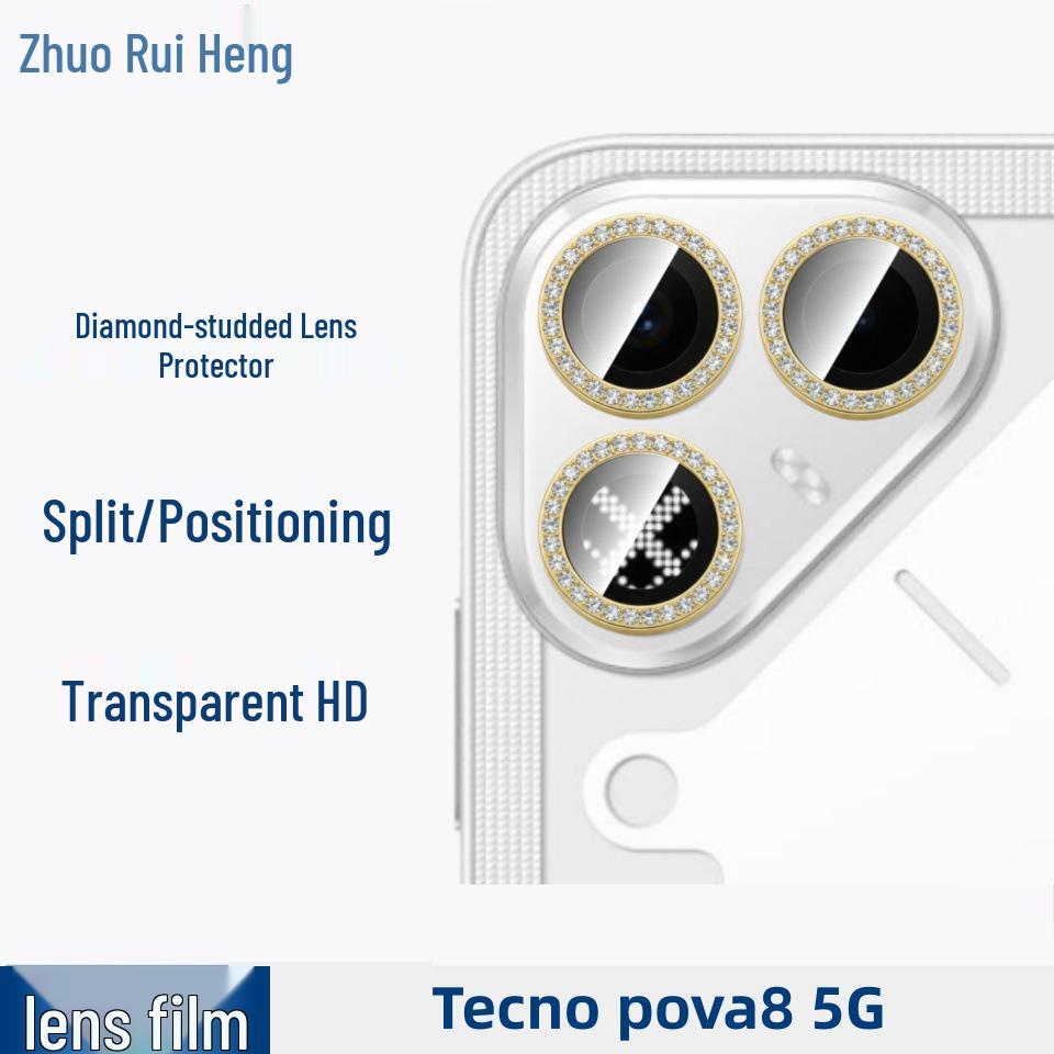 Tecno Pova 8 5G HD Матовое закаленное стекло с защитой от подглядывания с прозрачным протектором линзы с инкрустацией бриллиантами 'Глаз орла'