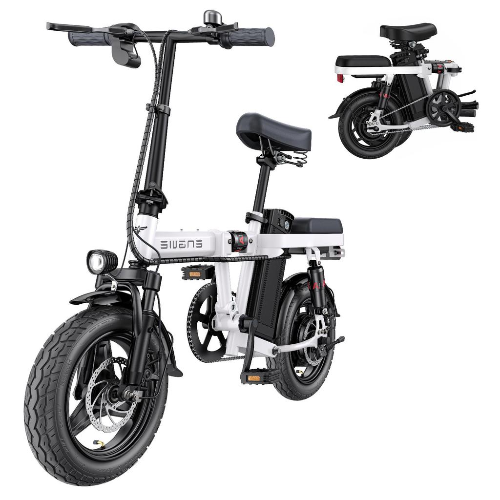 Engwe Электровелосипед T14 с двигателем 250 Вт и аккумулятором 48 В 10 Ач обеспечивает запас хода 55 км и скорость 25 км/ч, это компактный транспорт, созданный для городских улиц и повседневной свободы.