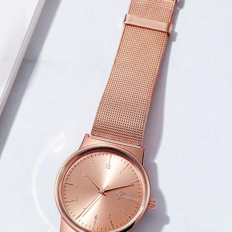 Сетчатый ремешок, кварцевые часы с круглым циферблатом в подарок студентам, возвращающимся в школу