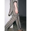 Autumn New Women clothes French style Design High Waist Stripe Linen Blend Trousers Casual Pants 5536007