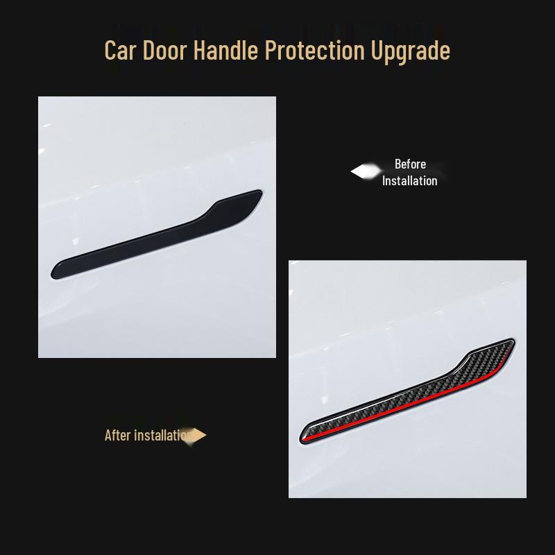 Наклейки на внешние ручки дверей из черного карбона для Tesla Model 3/Y (2017-2022 гг.)