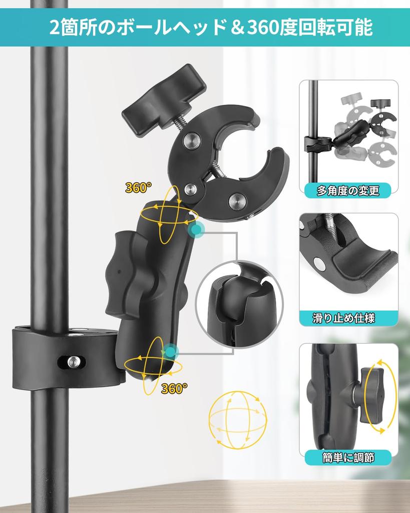 JEBUTU Супер Двойной Зажим для Камеры Более Длинный Двойной Зажим для Экшн-камер и Вращение с Двумя Фотографическими Магическими Фотографическими Осветительными Приборами Стол