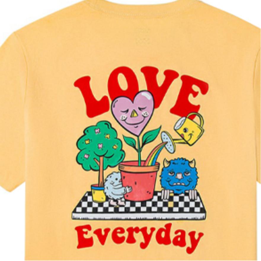 Vans American Retro Cartoon Letter Fun Print Casual Short Sleeve T-Shirt Women Tops Lemon-Yellow VN0A5H7AYE6