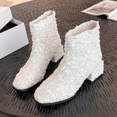 Модные блестящие полусапожки на среднем каблуке для женщин, зимняя новая мода, удобная обувь 2025, элегантные классические короткие сапоги, туфли-лодочки для платья, массивные zapatos