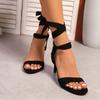 Strap-on Sandals Women's 2025 Summer New Korean Version High-heeled Open-toed Sandals Women's Thin-heeled Sexy Cross-strap Women's Shoes