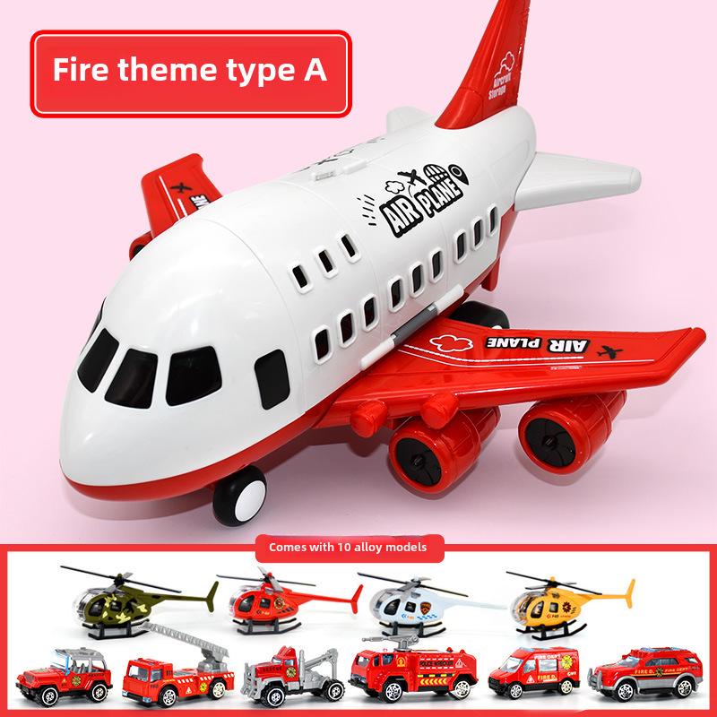 Большой детский игрушечный набор «Самолет» с инерционными машинками