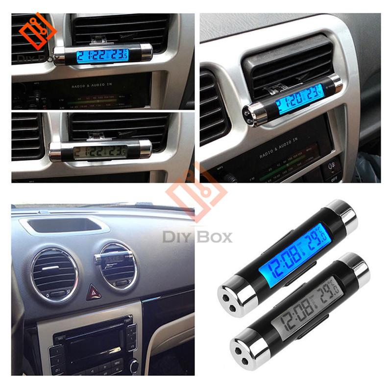 Portable 2 in 1 Car Digital LCD Clock/Temperature Display Electronic Clock Thermometer Car Digital Time Clock Car Accessory