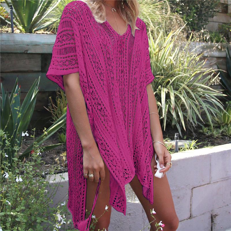 2022 New Arrivals Sexy Beach Cover Up White Crochet Robe De Plage Pareos for Women Swim Wear Saida De Praia Beachwear Coverups Q206