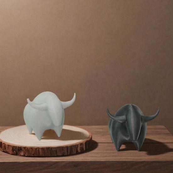 3D-печатная фигурка быка, мини-статуэтка животного быка, коллекционный настольный орнамент для полки, дома, офиса, декора стола