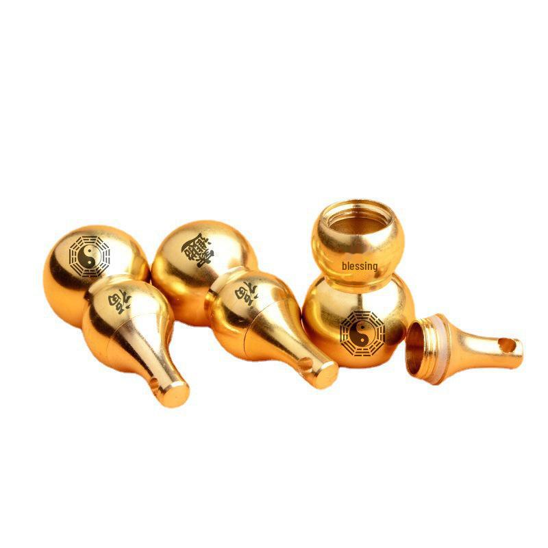 Брелок из латуни в виде тыквы со знаком зодиака, восемью триграммами и гравировкой благословения