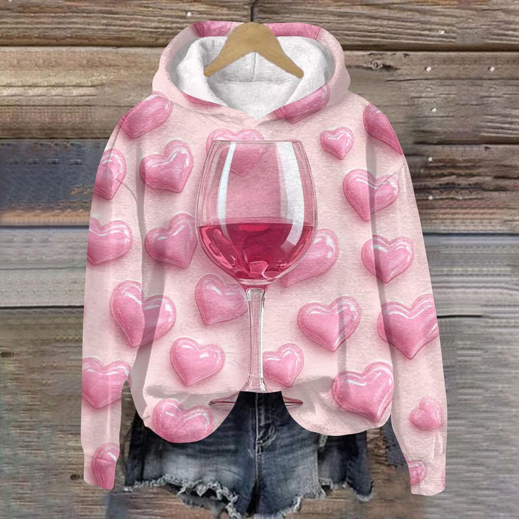 Женская плюшевая теплая повседневная куртка с принтом ко Дню святого Валентина, зимняя куртка