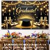2025 Happy Graduation Backdrop Glitter Balloon Bachelor Cap Grad Class of Graduates Party Photography Background Decor Supplies