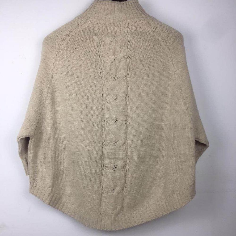 Women's Loose Bat Sleeve Fried Dough Twists Knit Pullover Sweater