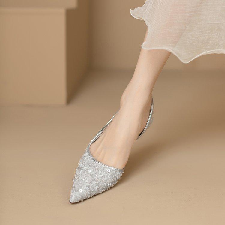 Fashion New Elegant Women's Sandals with Thin Heels Pointed Points Shallow Mouth High Heels Stylish and Trendy Women's Shoes