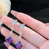 BELLA BOX Exquisite Geometric Square Tassel Heart-shaped Zircon Drop Earrings Suitable For Women's Wedding Party Fashion Jewelry