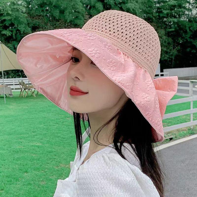 Складная виниловая панама с защитой лица от солнца, панама с защитой от УФ, женская панама с бантом, широкополая шляпа