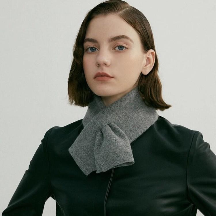 Wool Color Blocked Cross Scarf Cashmere Like Knitted Warm and Versatile Student Scarf