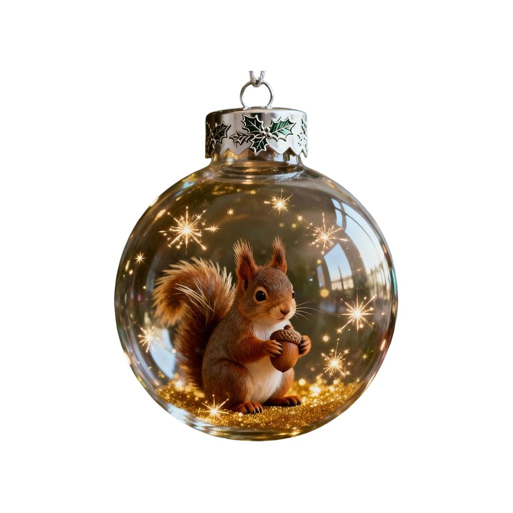 Christmas Decoration Small Model Playful Animal Decoration Ball Transparent Hanging Christmas Ball Xmas Tree Pendant