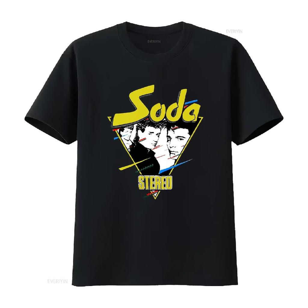 Группа Soda Stereo 90-е Ретро Стиль Новый Редкий Черный Футболка винтажный Стиранный с принтом Повседневный Универсальный уличная одежда дизайнерская одежда