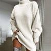 Fashion Women Solid Long Sleeve Turtleneck Winter Loose Pullover Sweater Dress
