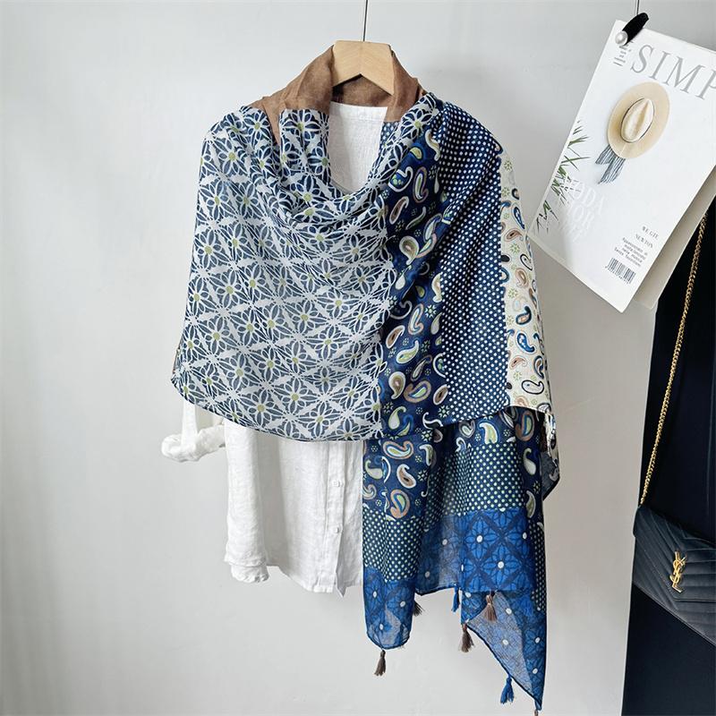 Winter Bohemina Ethnic Floral Viscose Shawl Wrap Lady Thin Scarves Fashion Tassel Pashmina High Quality Foulard Hijab Sjaal