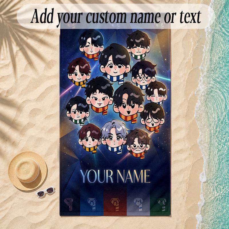 Beach TowelSEVENTEEN Custom Name Text Personalized Soft Towel for Beach Pool Indoor Home Decor Gift