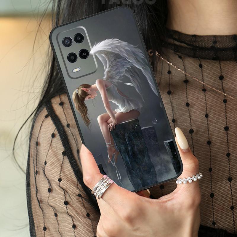 Фантазийный чехол с крыльями ангела для Oppo A74 A94 A54 A80 A60 A40 A18 A38 A58 A78 A98 A96 A76 A16 A15 A17 A57 A77 A5 Pro