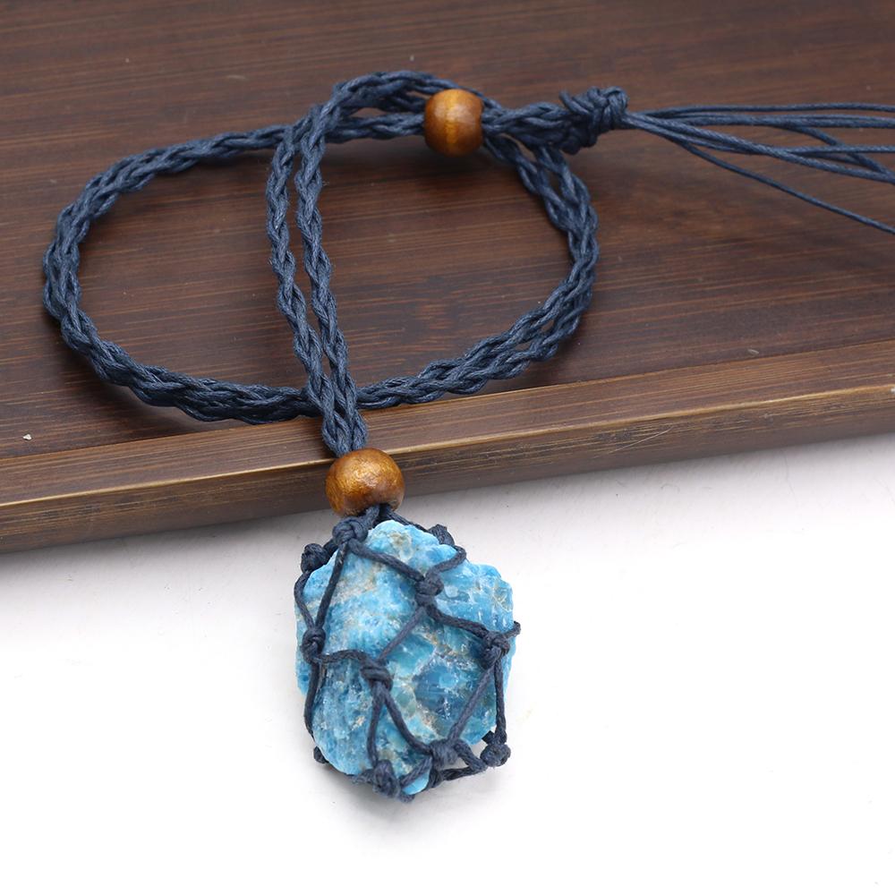 Женское ожерелье натуральный оригинальный камень сетчатый пакет нерегулярный кулон плетеная веревка подвески унисекс любовь романтическая подарочная цепочка 50 см