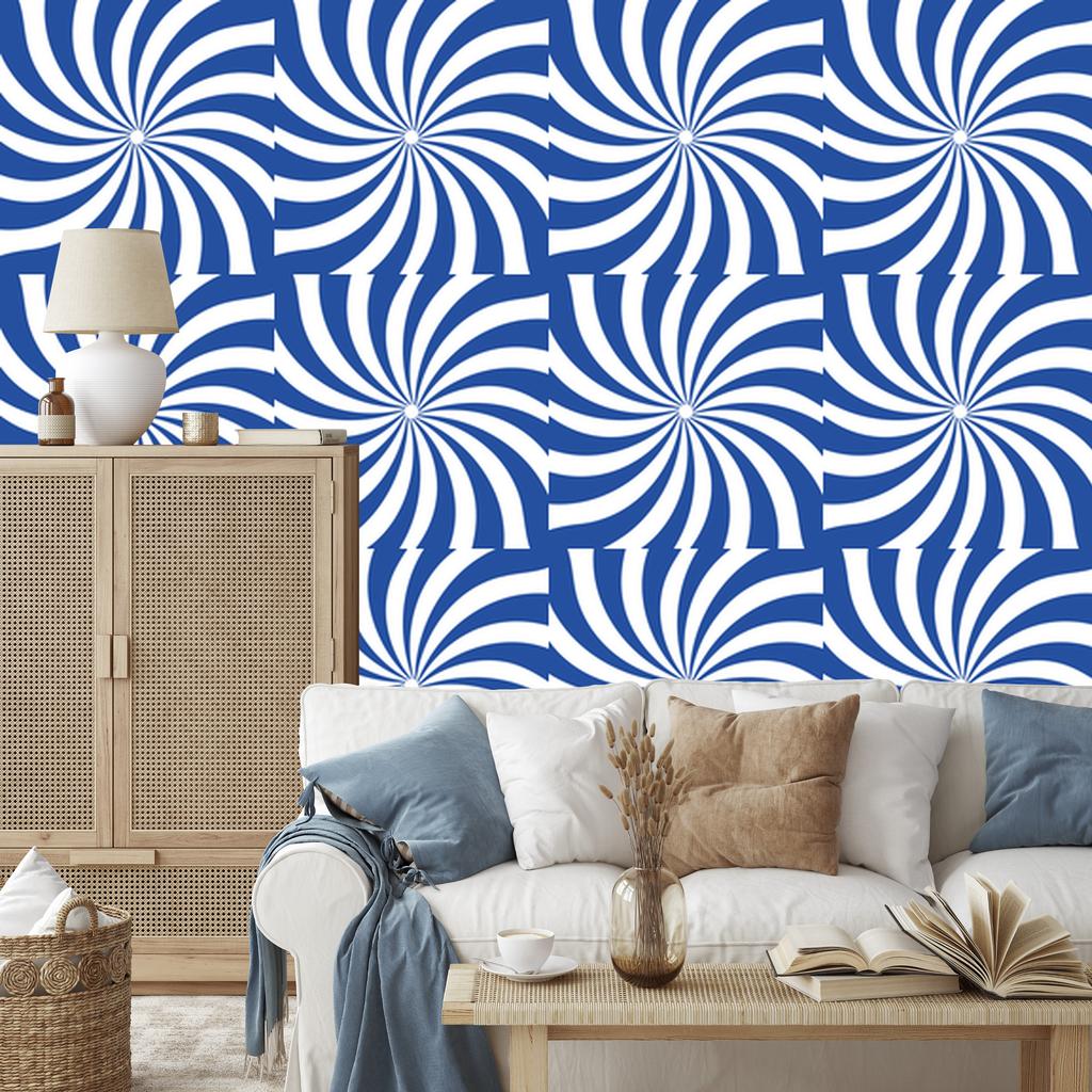 Hippie Blue Background Wallpaper for Living Room and Bedroom 50x1000