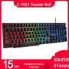 T-WOLF T20 Thunderwolf Backlit Gaming Keyboard - Wired, Multilingual (Arabic, Spanish, Russian).