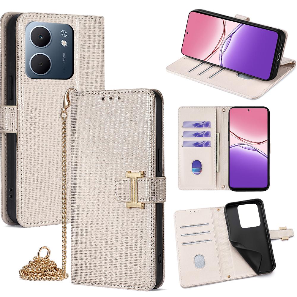 Для Oppo A5x 5G Чехол-кошелек с пайетками Кожаный чехол-кроссбоди для телефона