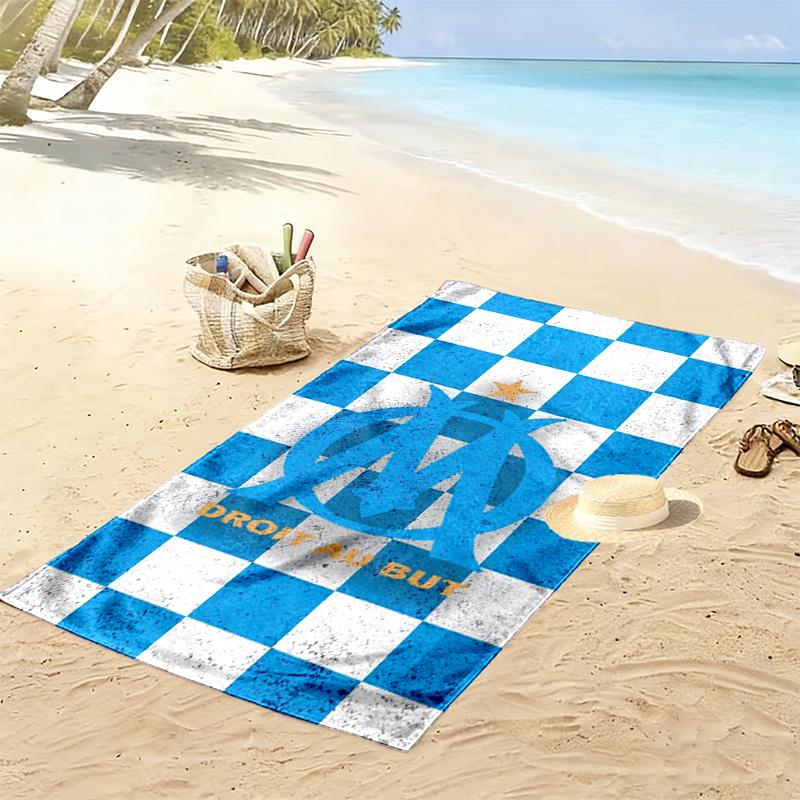 Olympique de Marseille Print Beach Towel, Large Soft Quick Dry Towel for Beach Camping Swimming