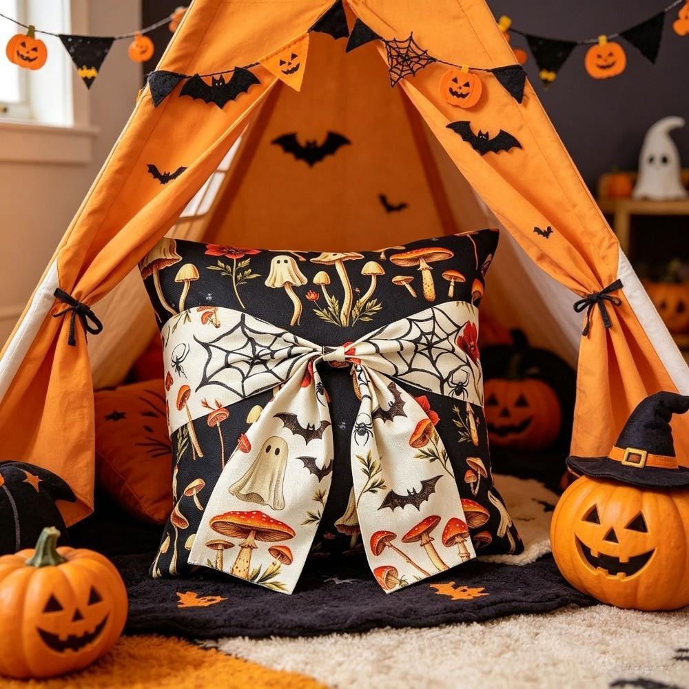 Hidden Zipper Halloween Cushion Cover 2D Printing Square Cushion Shell Couch Pillow