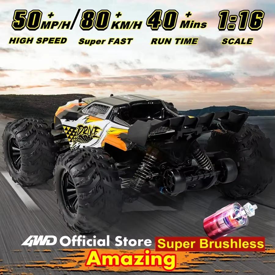 Новый 4WD High Toughness 80KM/H полноприводный радиоуправляемый автомобиль Off-road 4x4 RC 1:16 полномасштабных высокоскоростных гоночных машин Big Foot Fast Drift, детский подарок