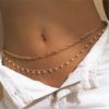 Women Hip Hop Sexy Beach Pearl Waist Chain Retro Multilayer Body Chain Jewelry