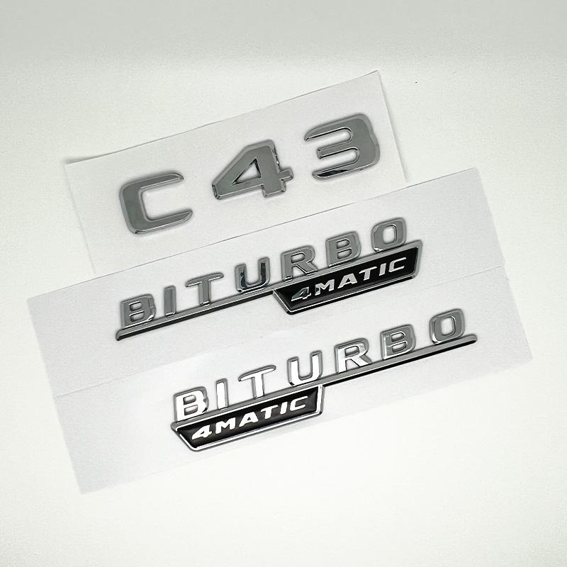 3D ABS Глянцевый Черный Логотип C43 Шильдик Буквы BITURBO 4MATIC Значок AMG Наклейка Для Mercedes Benz C43 W205 W206 Аксессуары AMG SR7