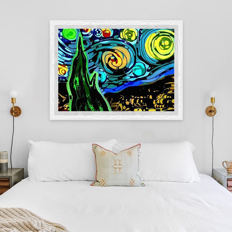 DIY 5D Алмазная вышивка Ван Гог Звездная ночь вышивка крестиком пейзаж алмазная живопись полная круглая дрель домашний декор подарок