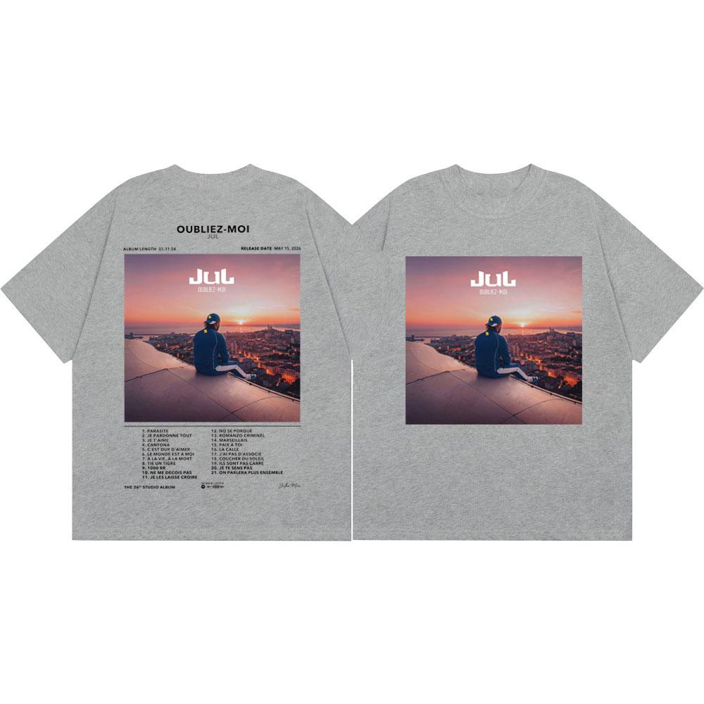 Rapper Jul Oubliez Moi Album Poster Graphic T Shirts Men Women Fashion Hip Hop Short Sleeve T-shirts Summer Casual Loose T-shirt