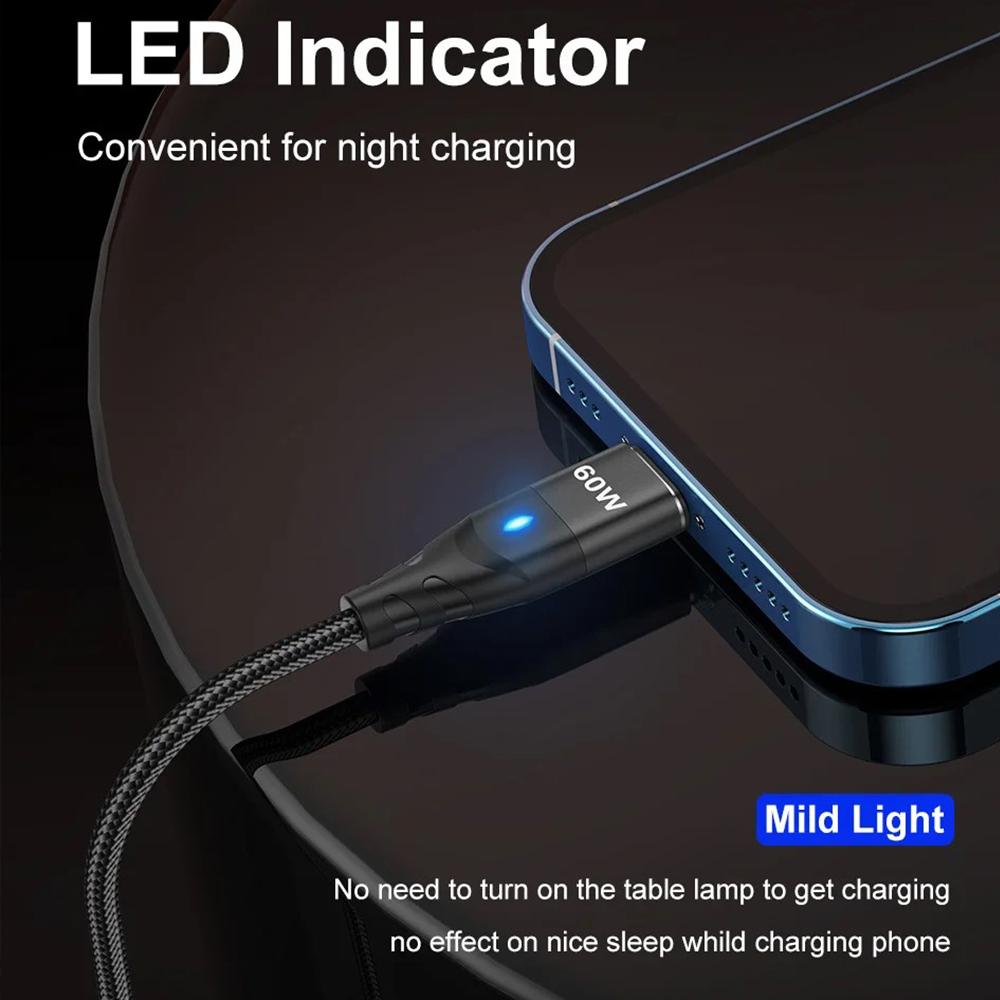 60 Вт PD кабель для быстрой зарядки USB C на Type C Micro Магнитный кабель для передачи данных 3A USB-кабель для iPhone 13 Macbook Huawei Samsung S22